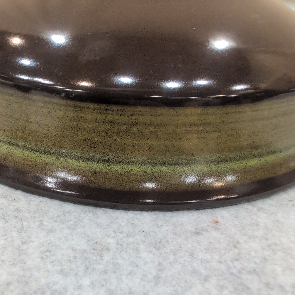 Franciscan Brown Glazed Ceramic Bowl with Green Band Mid Century Modern - Picture 7 of 8